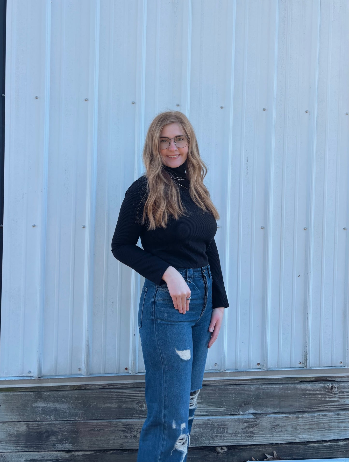 Black Ribbed Turtle Neck (Cropped)