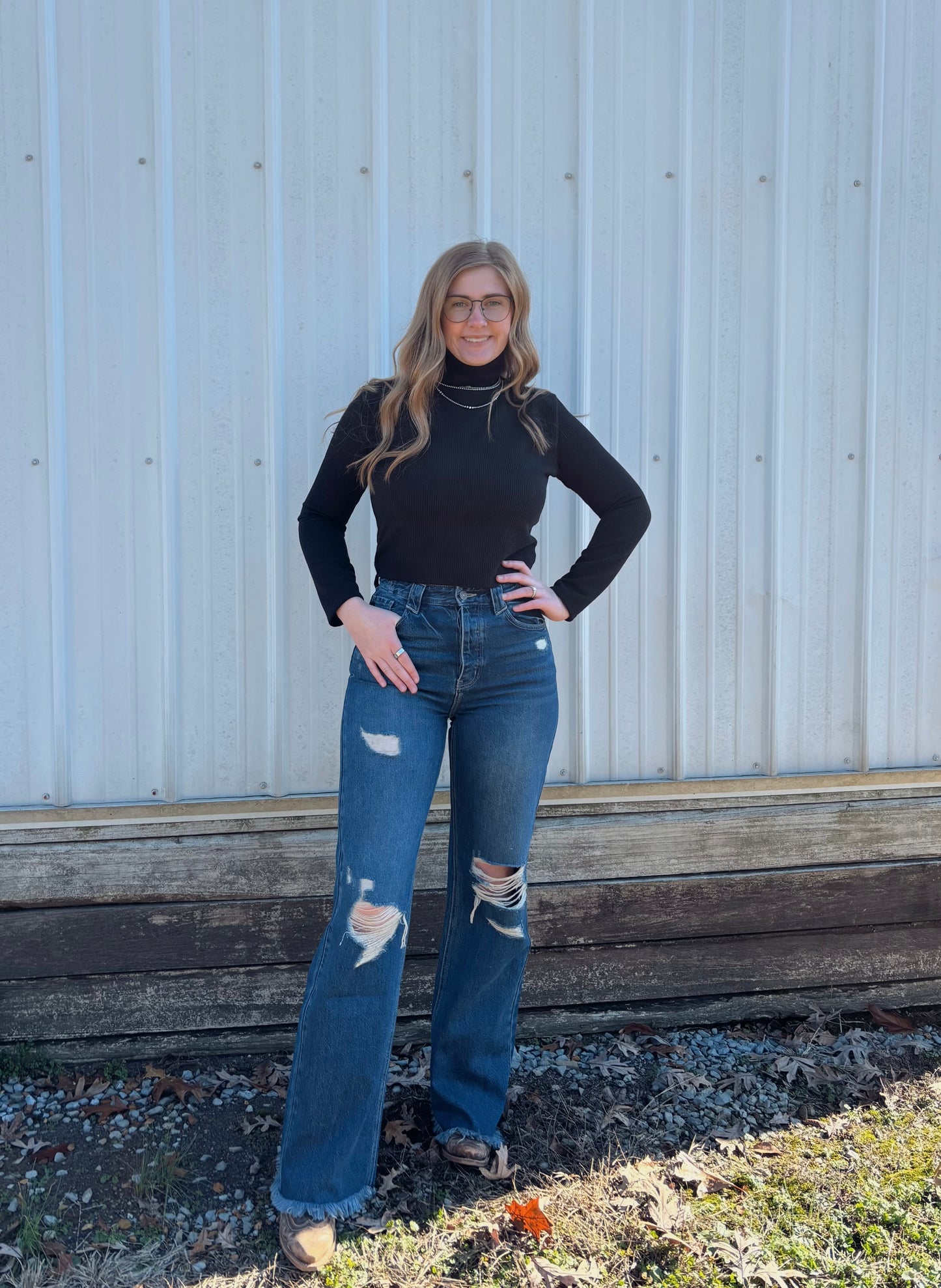 Black Ribbed Turtle Neck (Cropped)