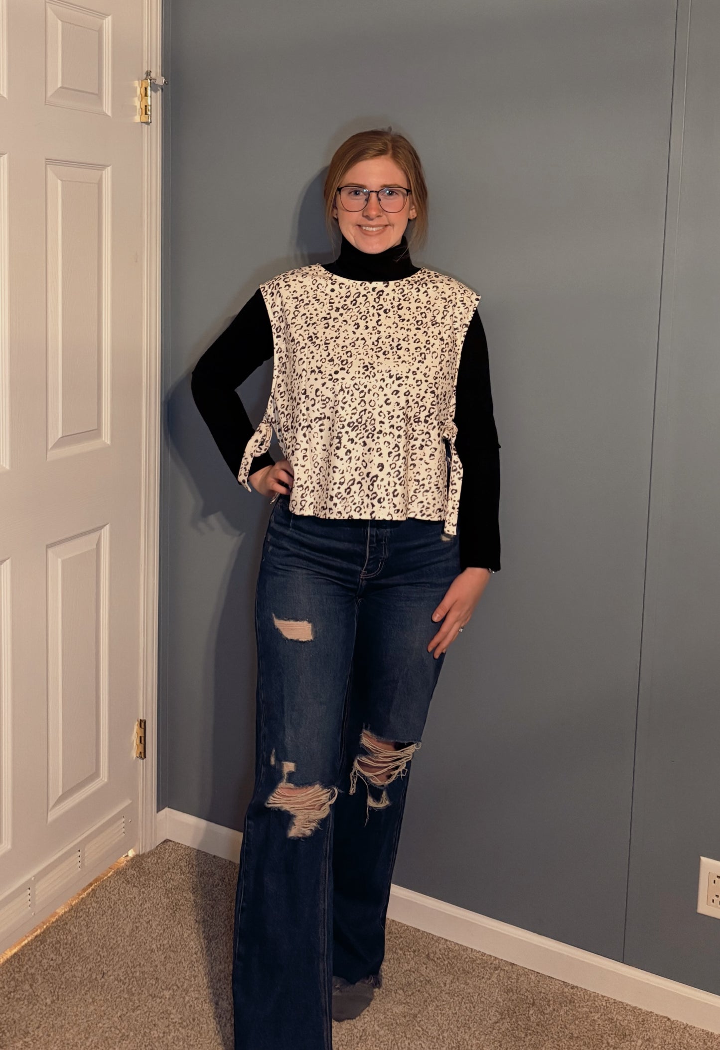 Leopard Print Side Knot Vest