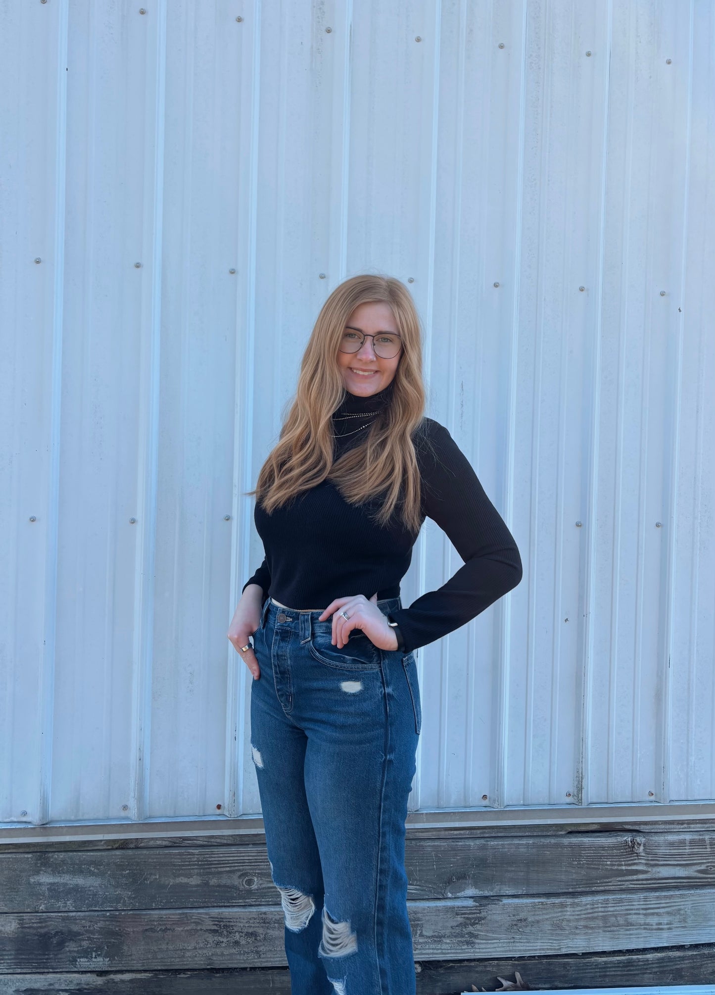 Black Ribbed Turtle Neck (Cropped)