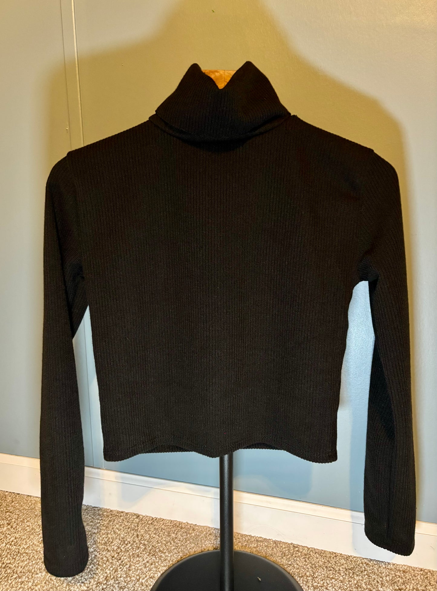 Black Ribbed Turtle Neck (Cropped)